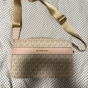 Michael Kors Cream and Pink Signature Crossbody